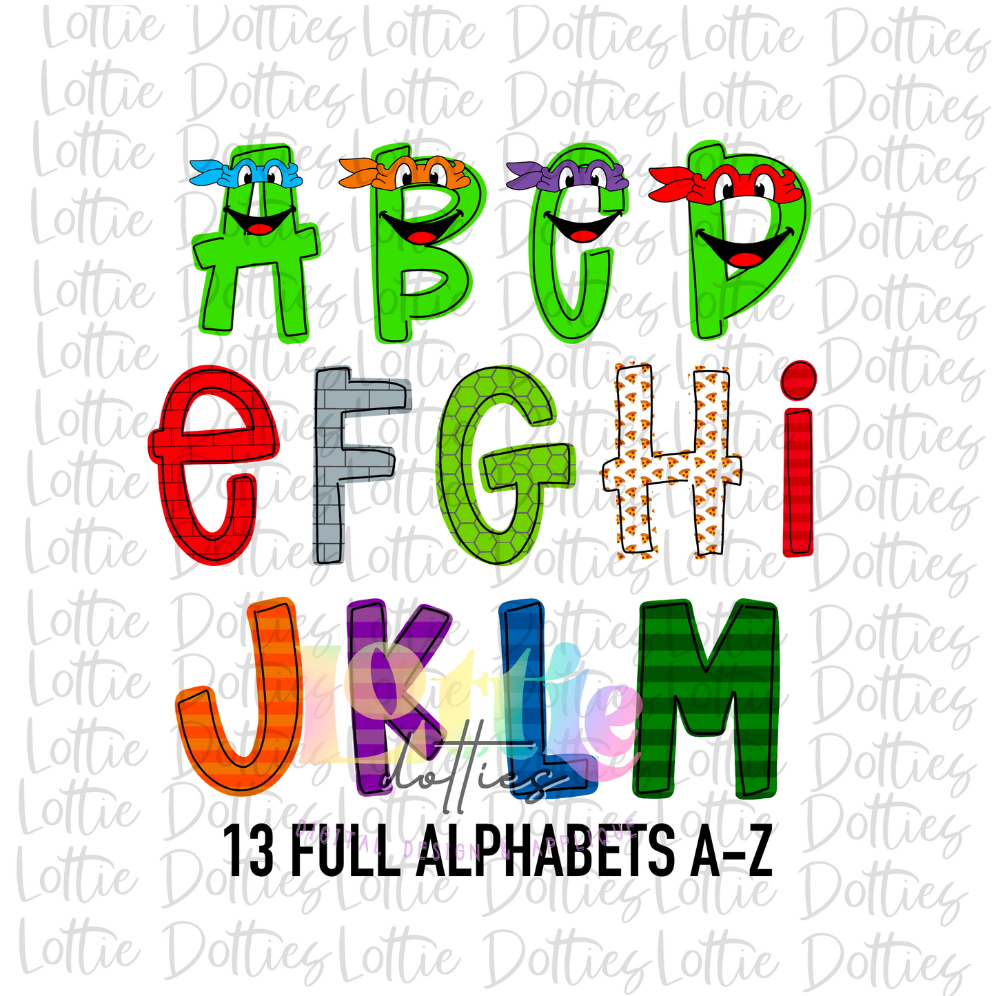 Turtles Alpha - Alpha Pack - Alphabet Clipart - Instant Download  - Alpha Pack
