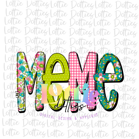 MeMe Png - Sublimation File - Instant Download - Digital Download - Mother's Day Design