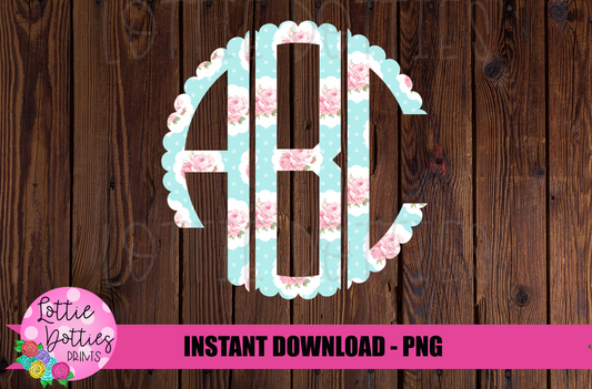 Shabby Chic Scallop Monogram Alphabet - Alpha Pack - Alphabet Clipart - Instant Download