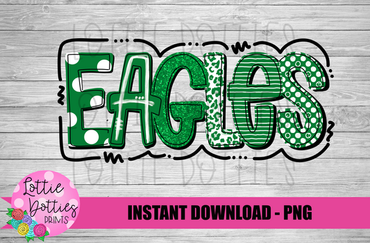 Eagles PNG - Eagles -  sublimation design - Digital Download - Green and White