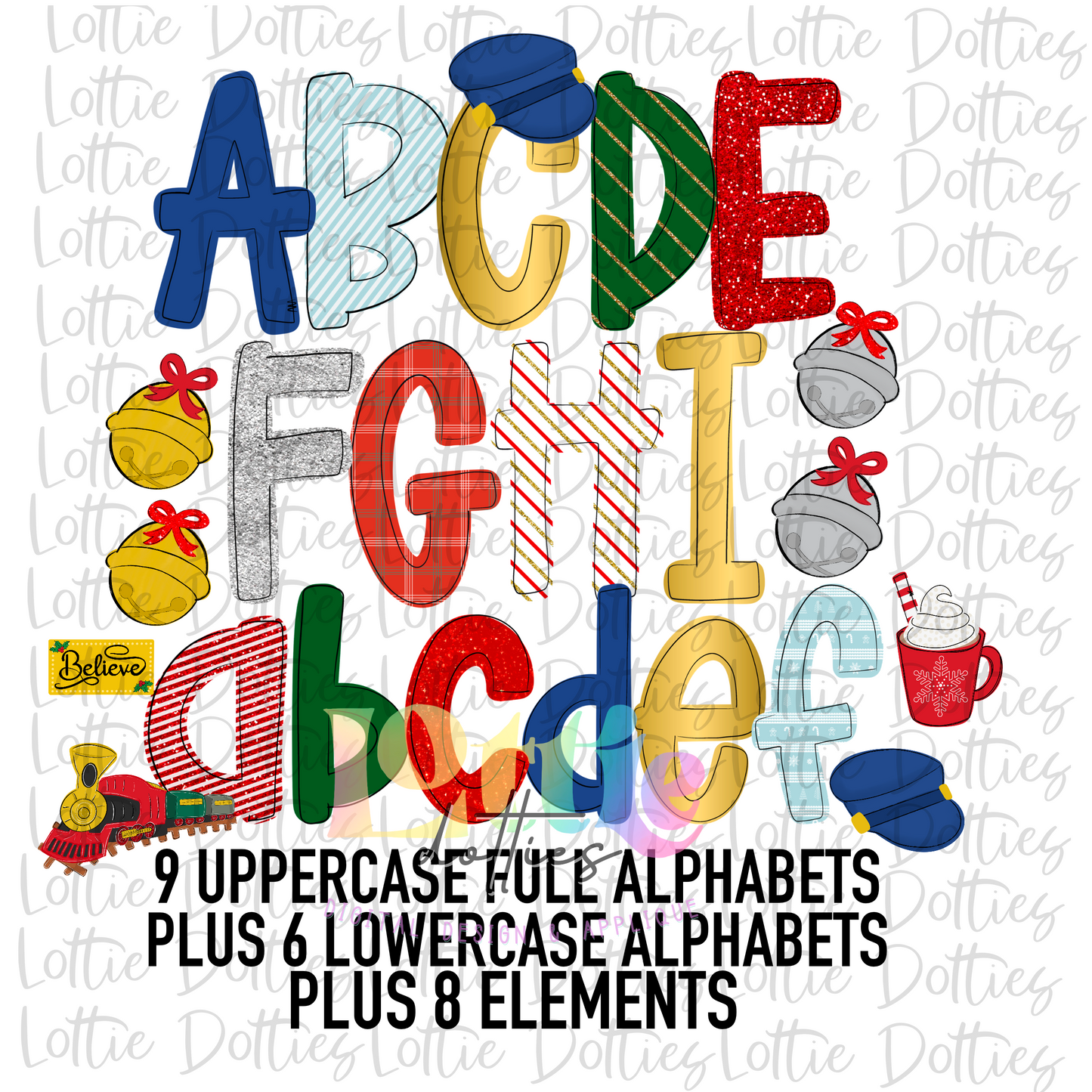 Christmas Train Alphabet - Alpha Pack - Alphabet Clipart - Instant Download  - Christmas Alpha Pack