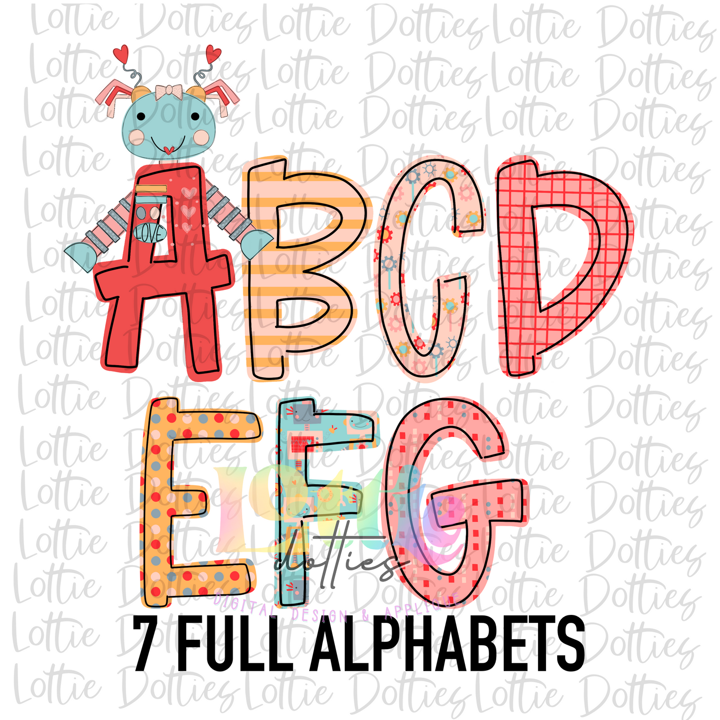 Love Bot Alpha - Love Machine - Valentine’s Day Alpha - Alphabet Clipart - Instant Download  - Alpha Pack