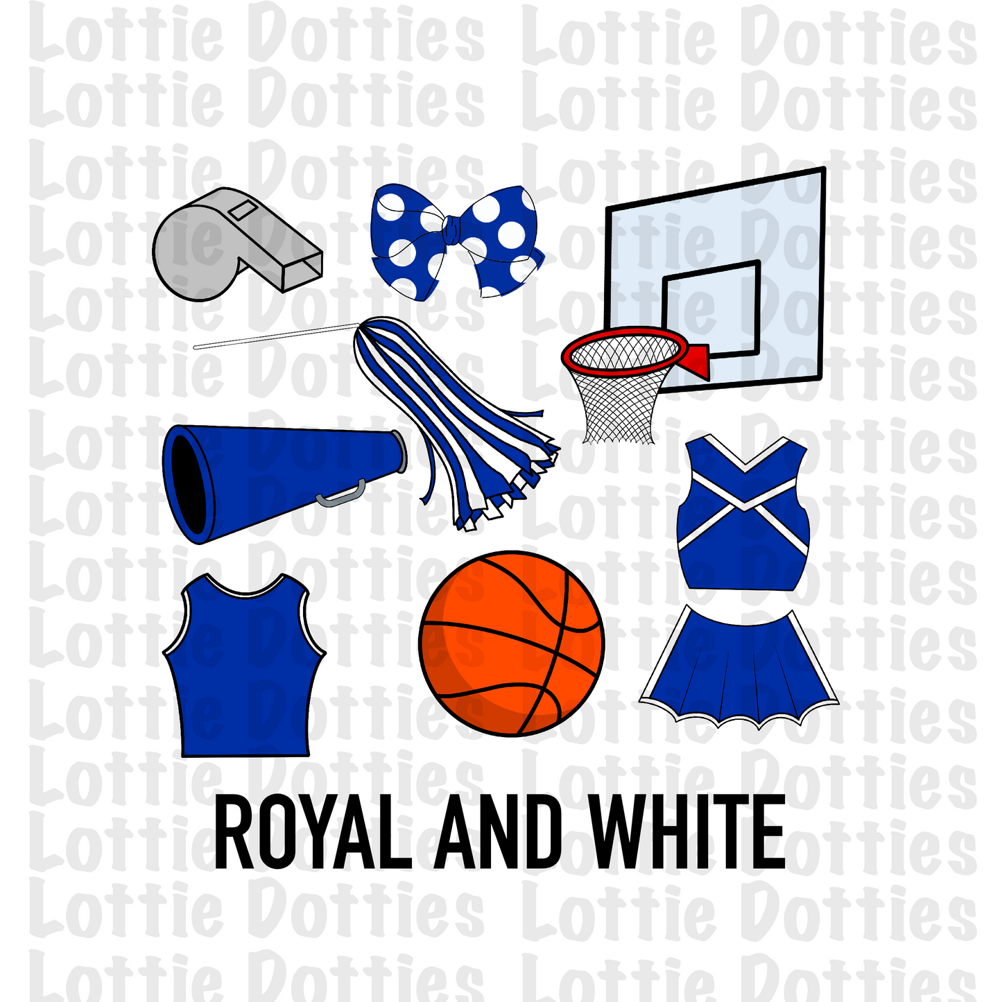 Royal and White Basketball and Cheer Elements - Basketball Alpha Pack add ons - Basketball Clipart - Digital Download - PNG