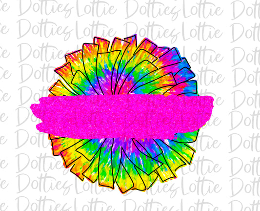 Tie Dye Pom Png - Cheer Sublimation File - Instant download - Digital Download