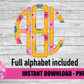 Mustard Floral Scallop Alphabet - Alpha Pack - Alphabet Clipart - Instant Download