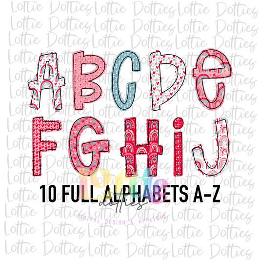 Valentine Rainbow Alpha - Alpha Pack - Alphabet Clipart - Instant Download  - Alpha Pack