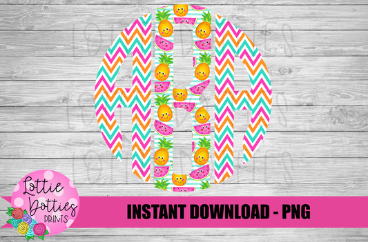 Summer Circle Monogram Alphabet - Alpha Pack - Alphabet Clipart - Instant Download