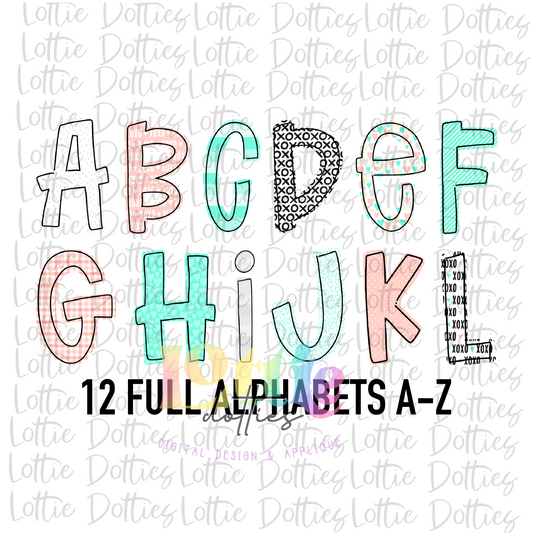 Mint Valentine Alpha - Alpha Pack - Alphabet Clipart - Instant Download  - Alpha Pack