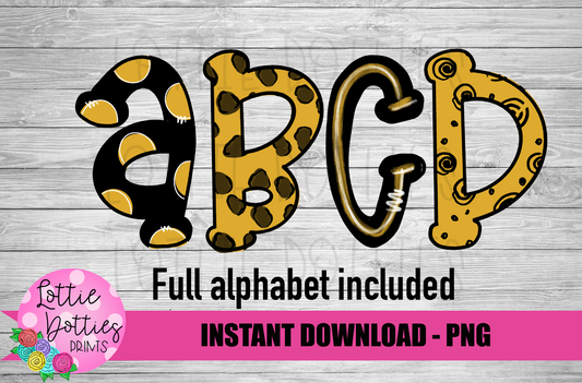 Black and Gold Hand Lettered Alphabet - Alpha Pack - Alphabet Clipart - Instant Download  - Girl Alpha Pack