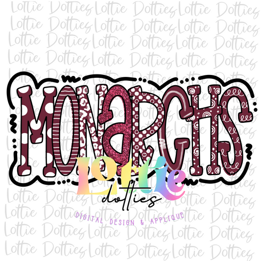 Monarchs - PNG - Monarchs - Sublimation - Digital Download - Maroon and White