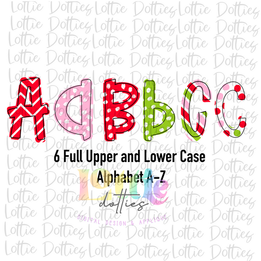 Whimsical Christmas Alphabets -  6 Full Upper and Lower Case A-Z Alpha Pack - Alphabet Clipart - Instant Download - Pirate