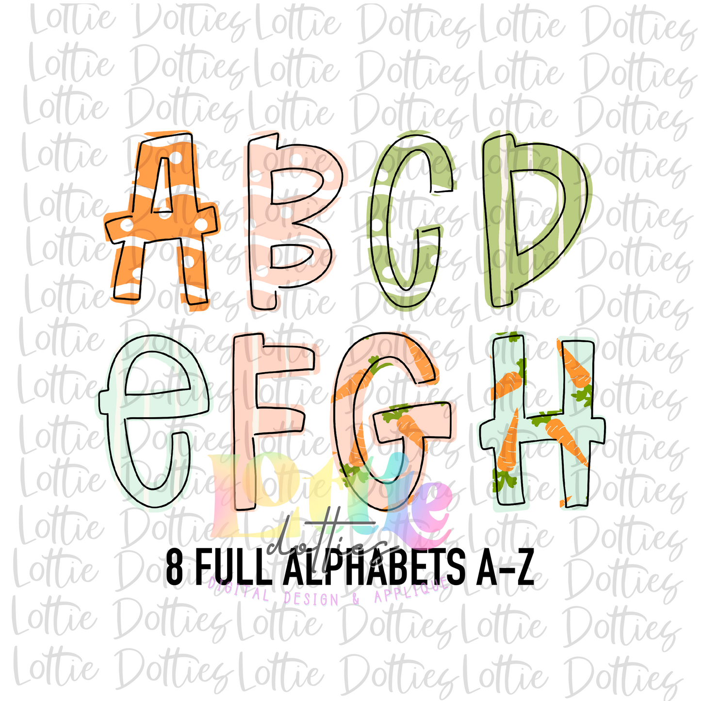 Bunny & Carrot Alpha Pack - Alphabet Clipart - Instant Download  - Alpha Pack