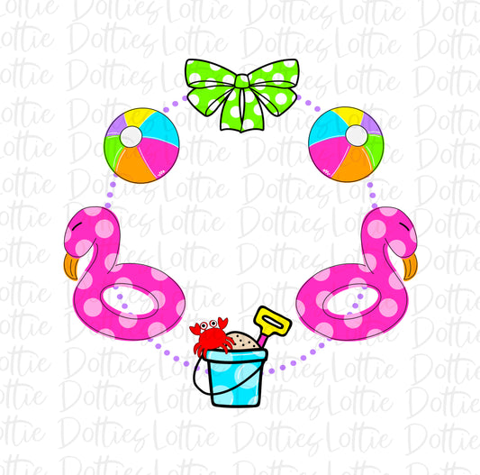 Summer monogram frame Png - flamingo clipart - summer design - Instant Download