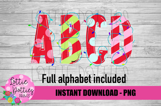 Christmas lights Alphabet - Alpha Pack - Alphabet Clipart - Instant Download  - Christmas Alpha Pack