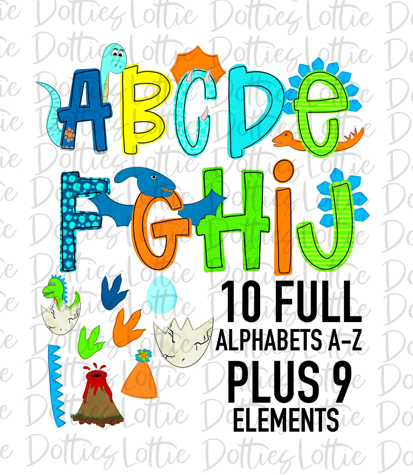 Dino Alphabet - Alpha Pack - Alphabet Clipart - Instant Download - Dinosaur - Boy Alpha Pack