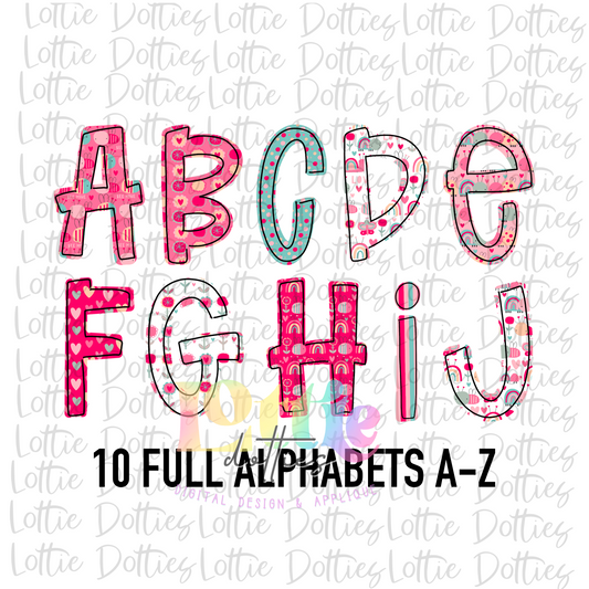 Love Bugs Valentine Alpha - Alpha Pack - Alphabet Clipart - Instant Download  - Alpha Pack