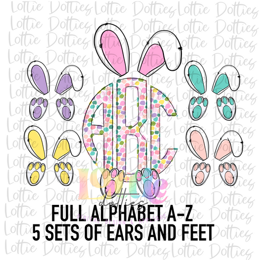 Easter Bunny Scallop Monogram Alphabet - Alpha Pack - Alphabet Clipart - Instant Download no