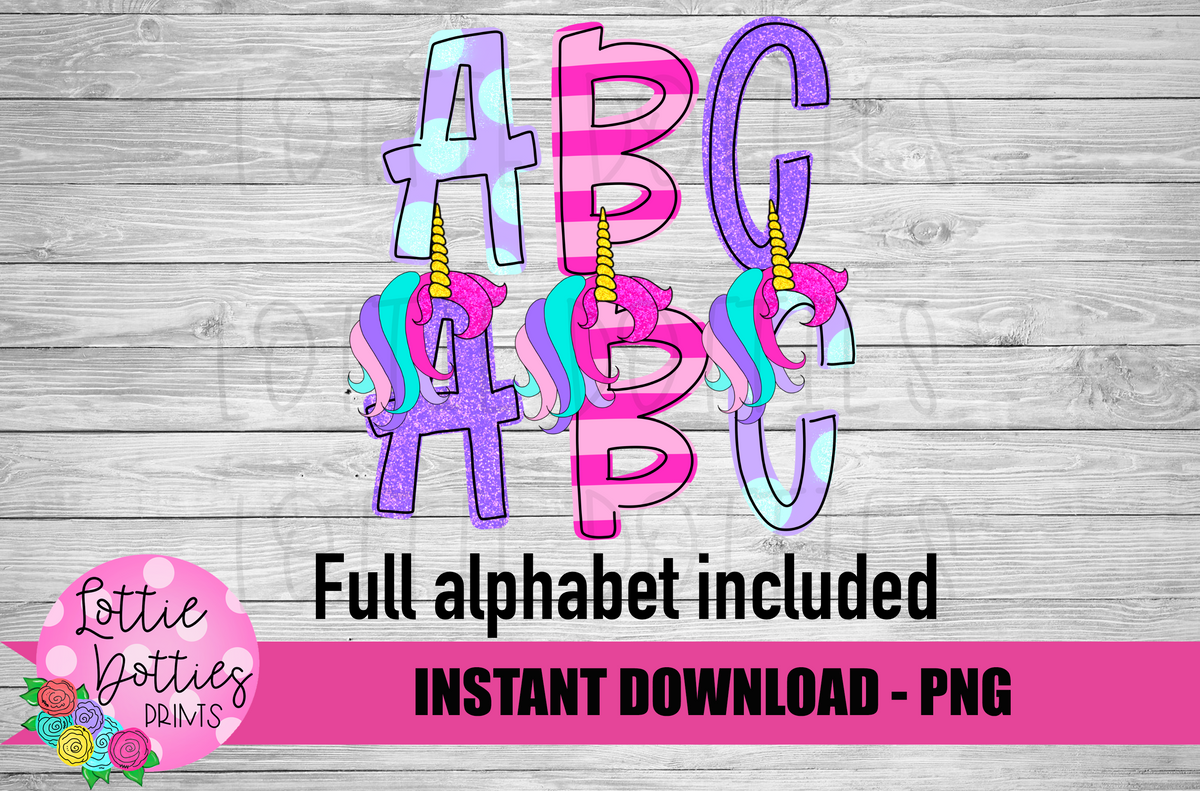 Unicorn Alphabet - Unicorn Alpha Pack - Alphabet Clipart - Instant Dow ...