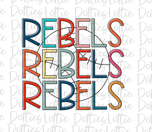 Rebels Baseball - PNG - Baseball Sublimation design - Digital Download