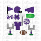 Purple and White Football and Cheer Elements - Football Alpha Pack add ons - Football Clipart - Digital Download - PNG