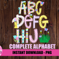 Spring Blooms Alphabet - Alpha Pack - Alphabet Clipart - Instant Download - Navy and Mint