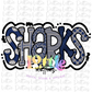 Sharks PNG - Sublimation Design - Digital Design - Navy and Gray