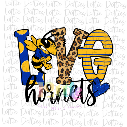 Love  Hornets PNG - Digital Download - Hornets  Sublimation Design - Royal and Gold