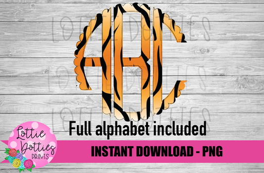 Tiger Scallop Monogram Alphabet - Alpha Pack - Alphabet Clipart - Instant Download