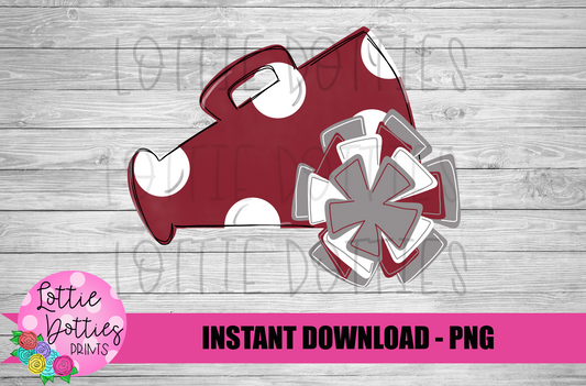 Megaphone PNG - Cheer Design - Maroon and Gray Megaphone Sublimation