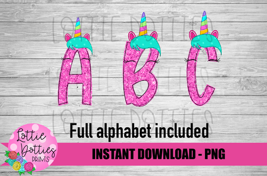 Unicorn Alphabet - Alpha Pack - Alphabet Clipart - Instant Download  - Alpha Pack