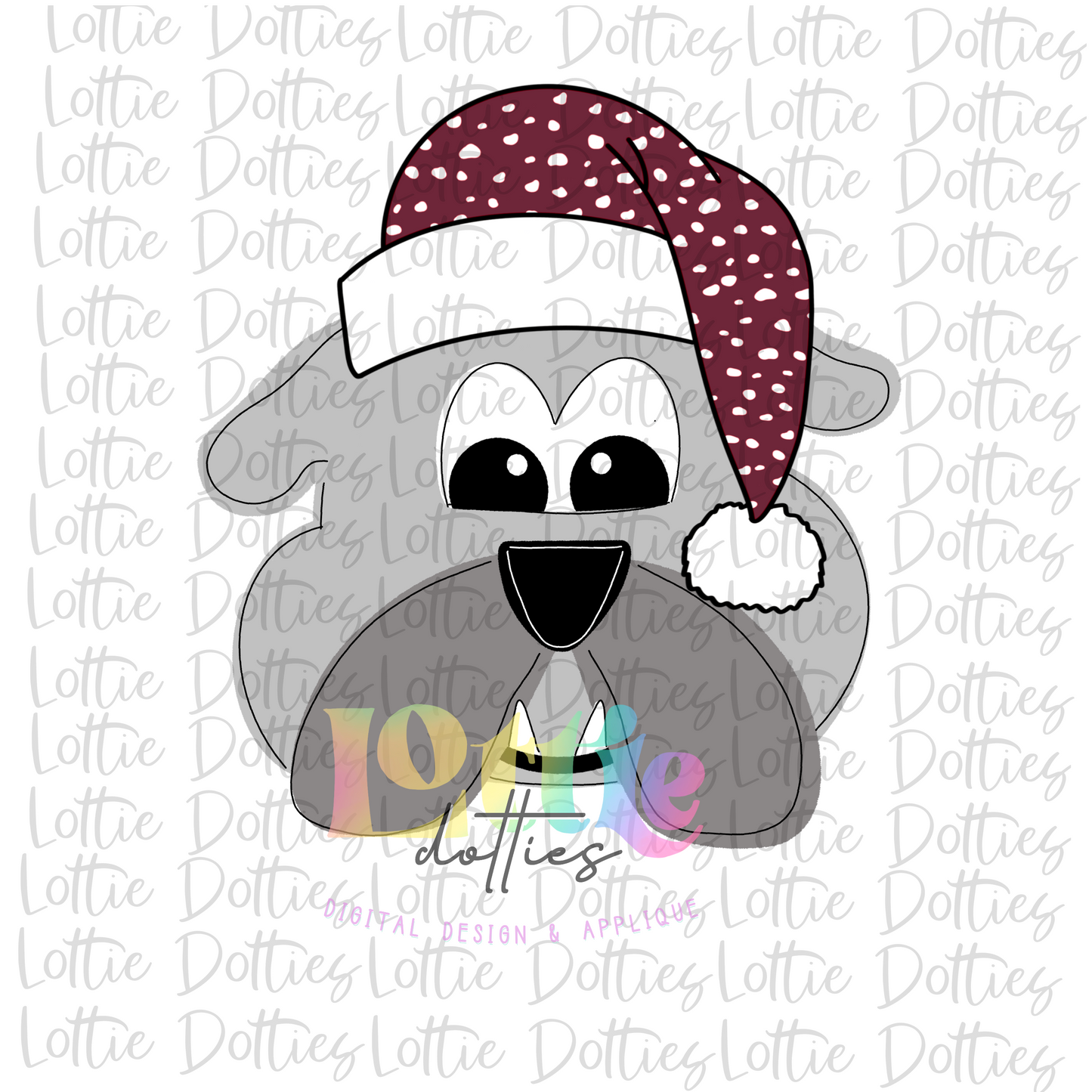 Bulldog Santa Hat Maroon Png - Sublimation Design- Digital Download