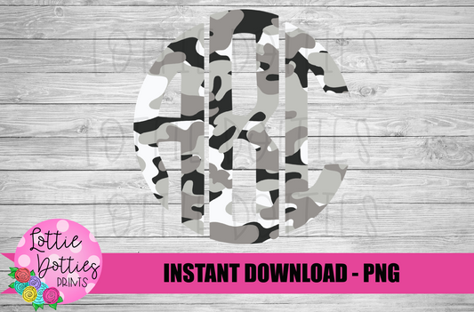 Gray Camo Circle Initials Alphabet - Alpha Pack - Alphabet Clipart - Instant Download - Patriotic