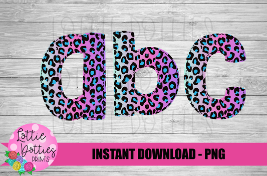 Rainbow Leopard Faux Applique Alphabet - Alpha Pack - Alphabet Clipart - Instant Download - Rainbow