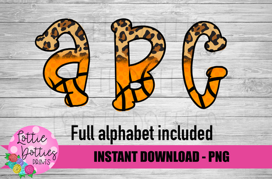 Basketball Leopard Alphabet - Alpha Pack - Alphabet Clipart - Instant Download - Patriotic