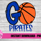 Go Pirates PNG - Pirates basketball sublimation design - Digital Download