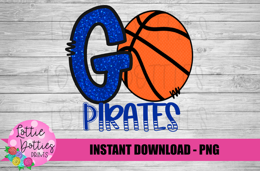 Go Pirates PNG - Pirates basketball sublimation design - Digital Download