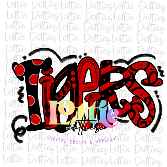 Tigers PNG - Tigers sublimation design - Digital Download - Red and Black
