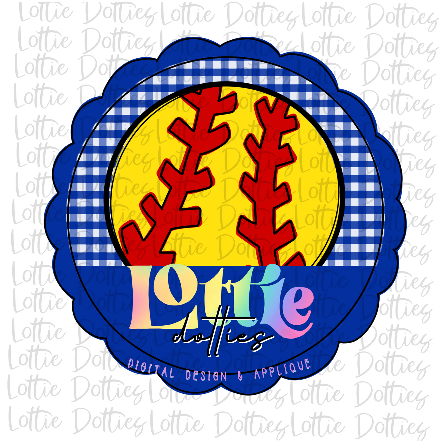 Softball Circle  - PNG -Softball Sublimation- Digital Download - Royal and White