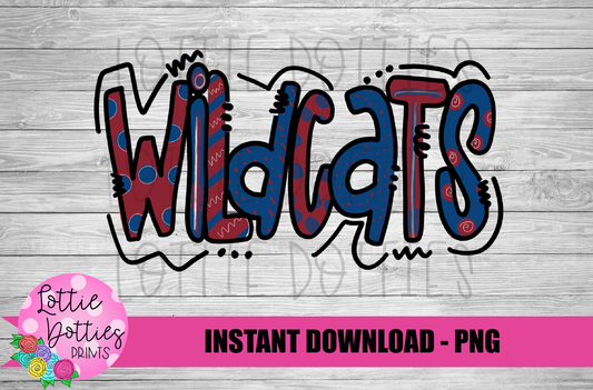 Wildcats PNG - Maroon and navy - Wildcats sublimation design - Digital Download