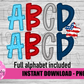 Patriotic solids and glitters Alphabet - Alpha Pack - Alphabet Clipart - Instant Download - Patriotic
