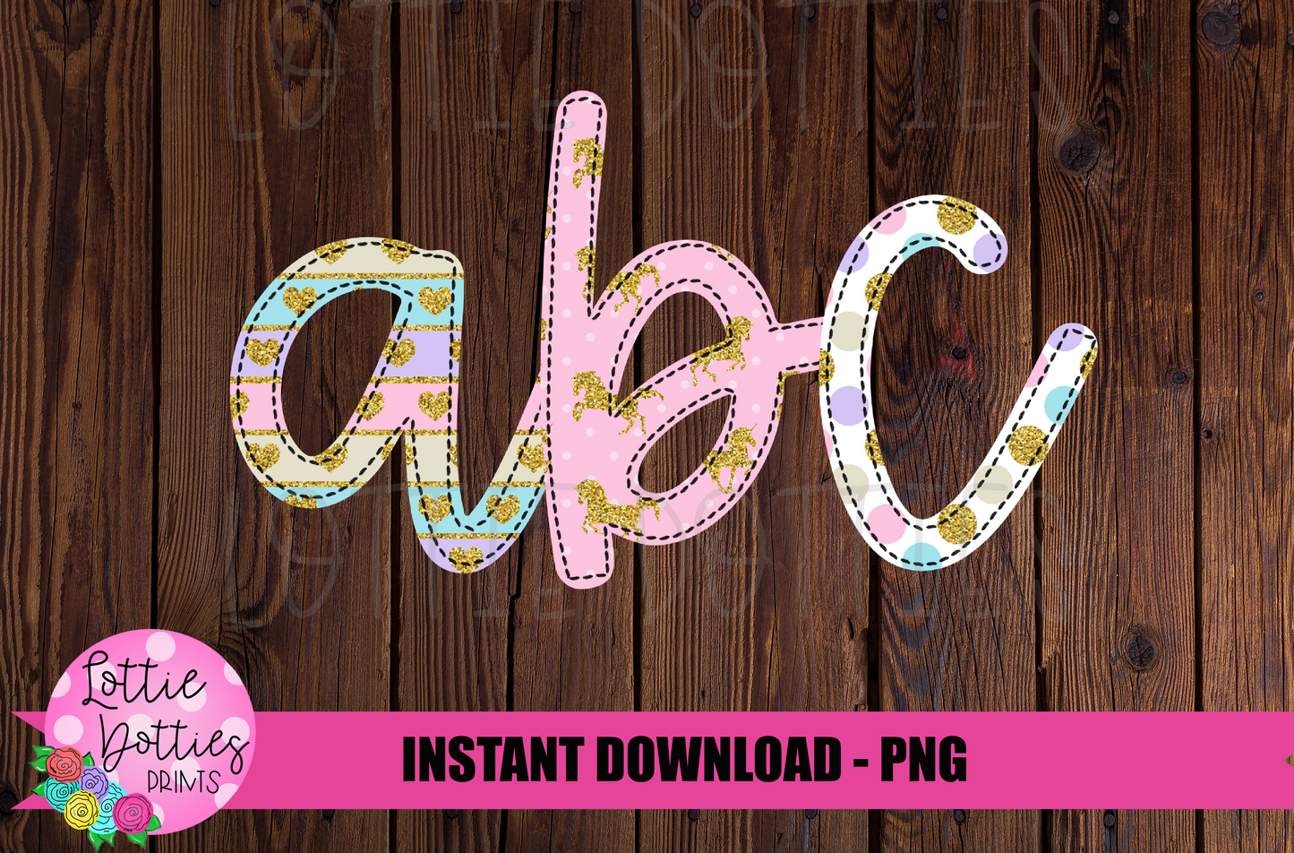 Unicorn Faux Applique Alphabet - Alpha Pack - Alphabet Clipart - Instant Download - Rainbow