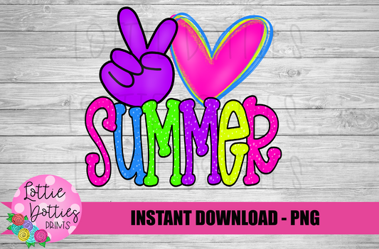 Peace Love Summer Png -  Summer Vibes Sublimation Design - Instant Download