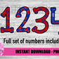 Royal Blue and a Red Hand Lettered Numbers - Alpha Pack - Alphabet Clipart - Instant Download  - Number Alpha Pack