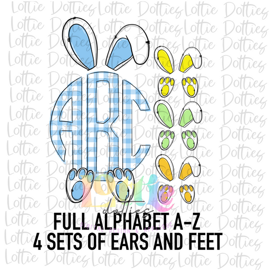 Easter Bunny Scallop Monogram Alphabet - Alpha Pack - Alphabet Clipart - Instant Download