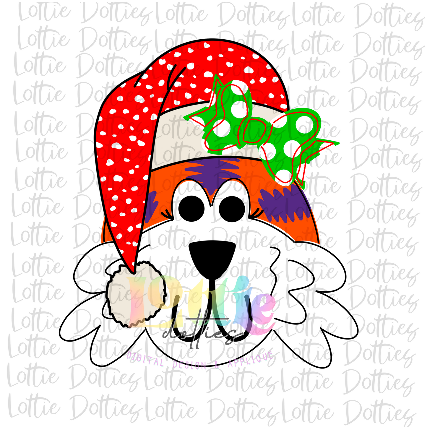 Tiger Santa Hat Purple and Orange Girl Png - Sublimation Design- Digital Download