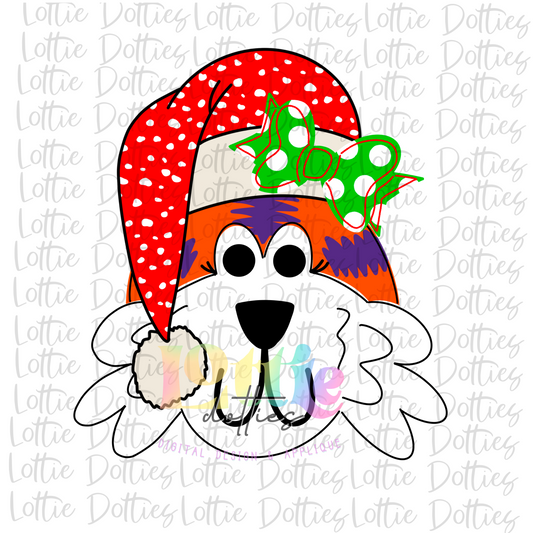 Tiger Santa Hat Purple and Orange Girl Png - Sublimation Design- Digital Download