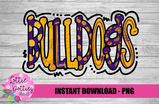 Bulldogs PNG - Bullpups sublimation design - Digital Download - Purple and Gold