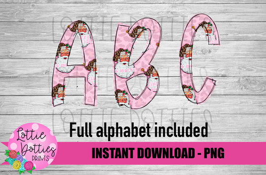 Pink Santa Alphabet - Alpha Pack - Alphabet Clipart - Instant Download  - Christmas Alpha Pack