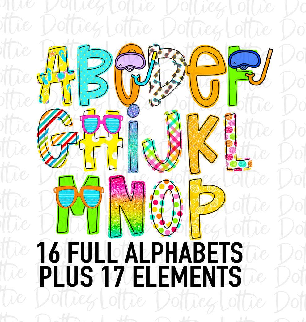 Pool Days Alphabet - Alpha Pack - Alphabet Clipart - Instant Download ...