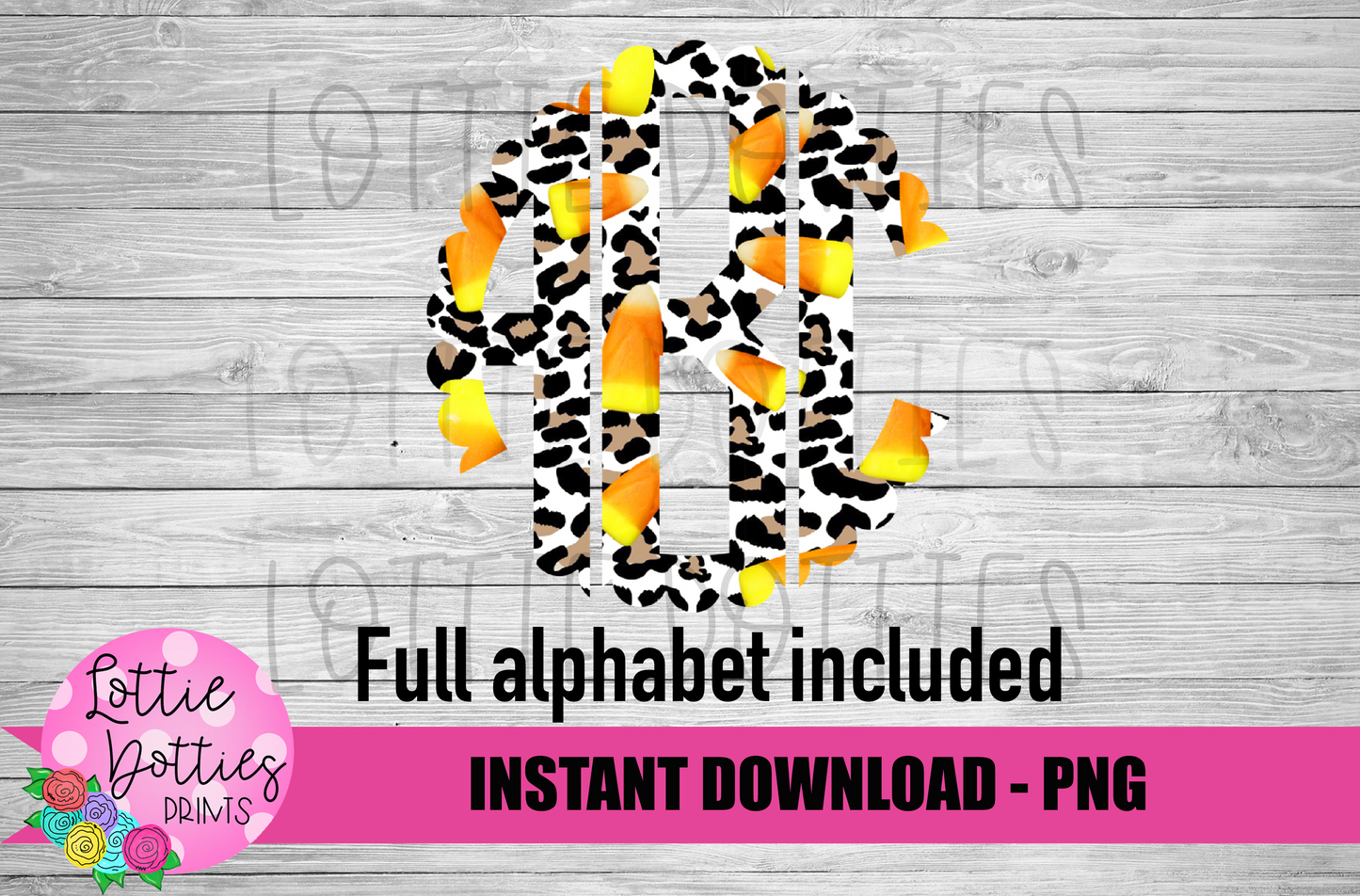 Leopard Candy Corn Scallop Monogram alpha  - Alpha Pack - Alphabet Clipart -  - Halloween Alpha Pack